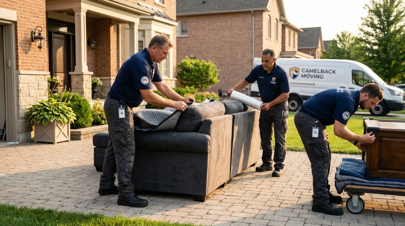Large estate moving crew wrapping furniture in Sandy Hook, KY